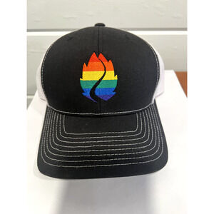 Mens Black White Rainbow Hops Logo Trucker‎ Hat Richardson Style 112